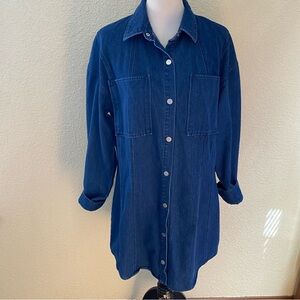 Mare Mare Anthropologie Blue Denim Button-Up Shirt Dress Long Sleeve Collared